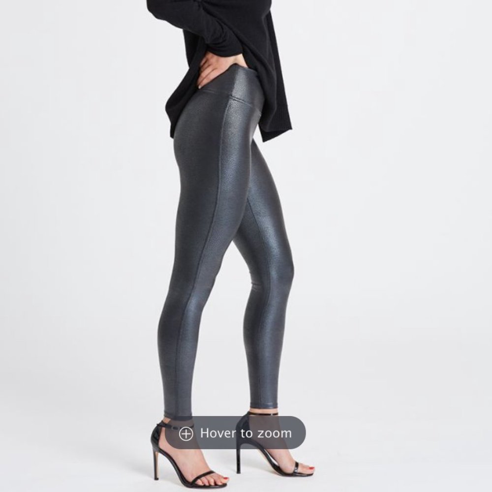 SPANX Faux Leather Croc Power Waist Leggings NWOT